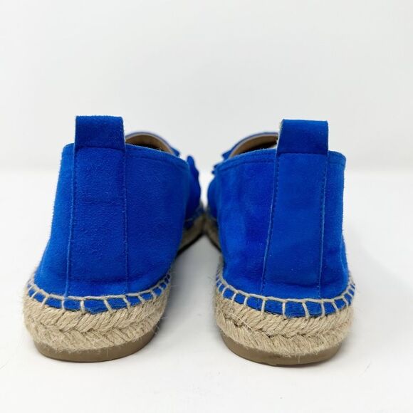 ANTHROPOLOGIE RUFFLED BLUE SUEDE ESPADRILLES 38 (7.5) - Picture 7 of 12